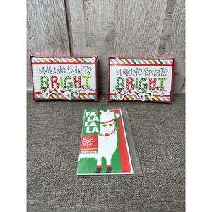 Holiday Style Christmas Cards w/ Envelopes Lights & Money Gift Cards Llama
